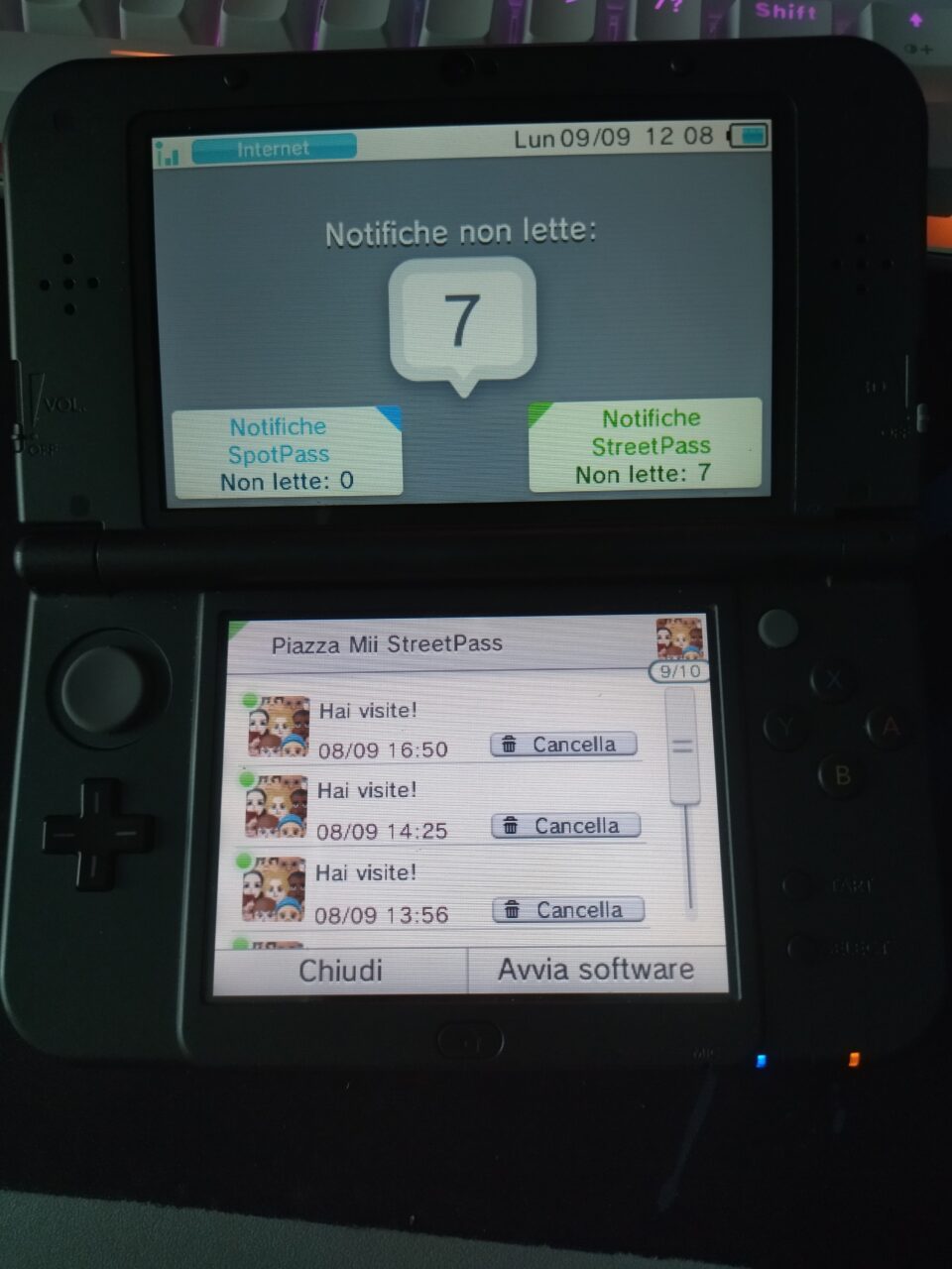 Schermata notifiche StreetPass sul 3DS