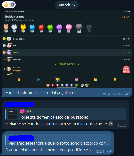 💖💣, [27/03/2025 12:25]
Forse sta domenica esco dal pugatorio

[...], [27/03/2025 12:27]
vediamo se leandra e quello sotto sono d'accordo con te 🌚

💖💣, [27/03/2025 12:31]
Stanno relativamente dormendo, quindi forse si