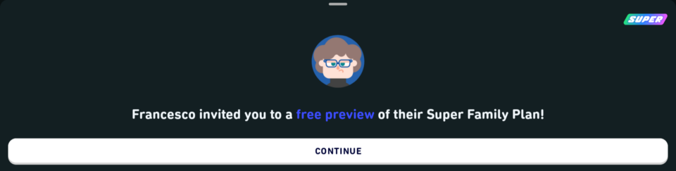 Francesco invited you to a free preview of their Super Family Plan!